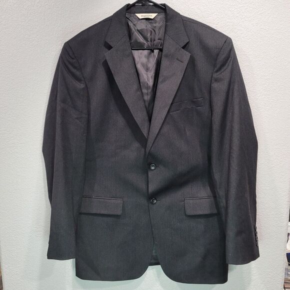 Pronto Uomo 44L Long Mens Wool Sport Coat Blazer Suit Jacket 2 Button Black - Picture 5 of 8